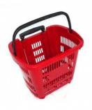 Пластиковая  корзина на 2х колесах, с двумя ручками,  35 литров, цвет красный - Торг-Логистика